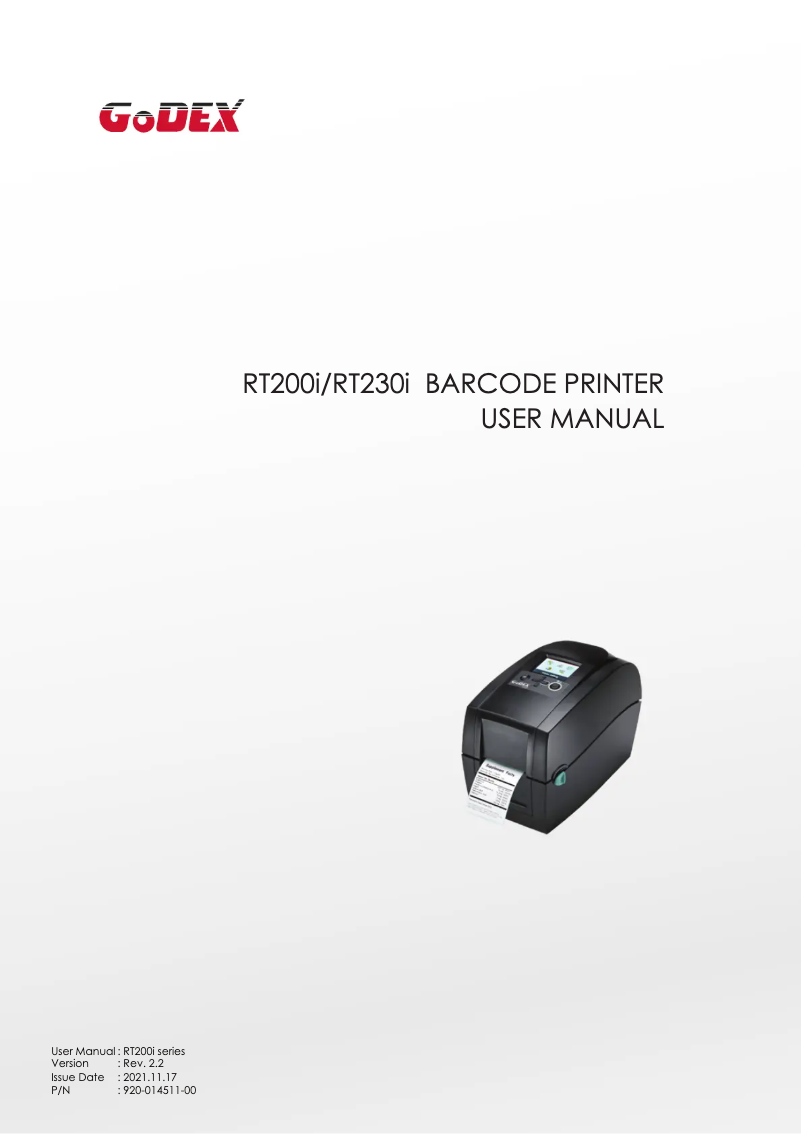 Page n°1 - Manuel utilisateur Godex RT230i