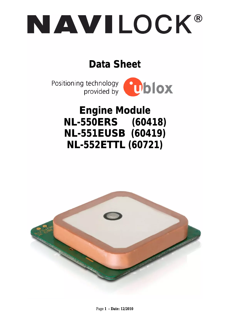 Page 1 de la notice Manuel utilisateur Navilock NL-552ETTL