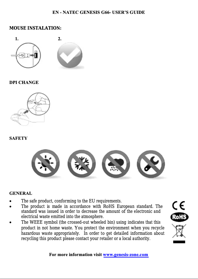 Page 1 de la notice Manuel utilisateur Natec G66