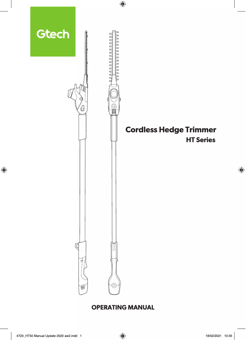 Page 1 de la notice Manuel utilisateur Gtech HT50