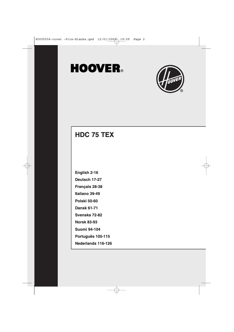 Page n°1 - Manuel utilisateur Hoover HDC 75 TEXFR