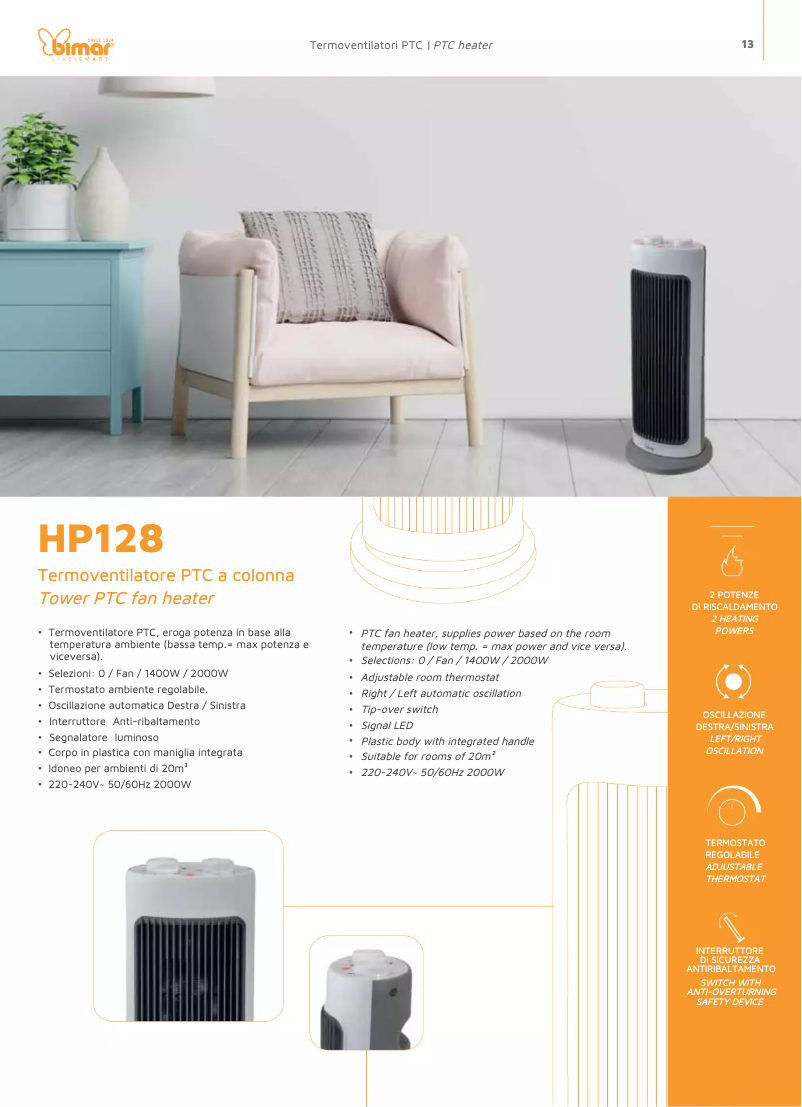 Page 1 de la notice Fiche technique Bimar HP128