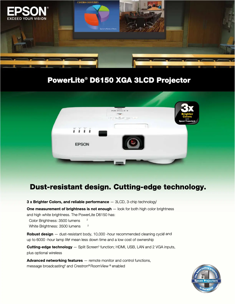 Imagen de la primera página del manual del dispositivo PowerLite D6150