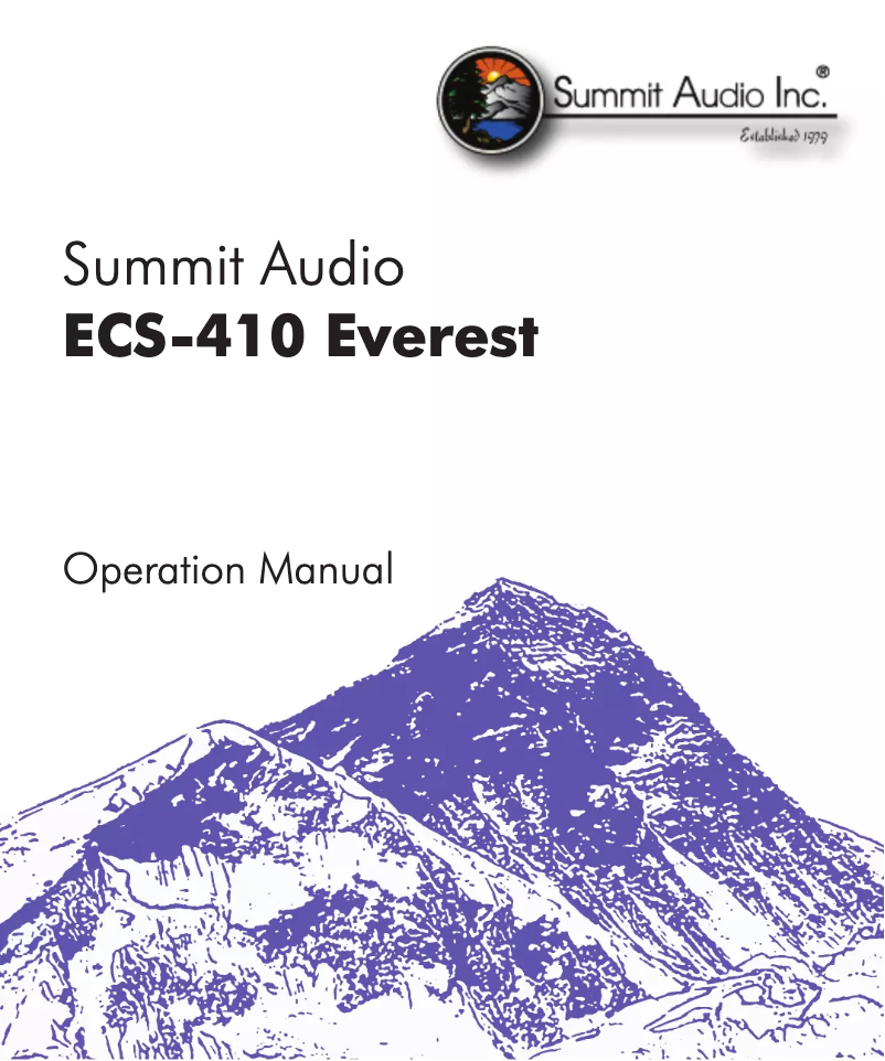 Page n°1 - Manuel utilisateur Summit Audio ECS-410 Everest