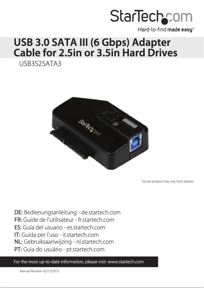 Image de la première page du manuel de l'appareil USB3S2SATA3