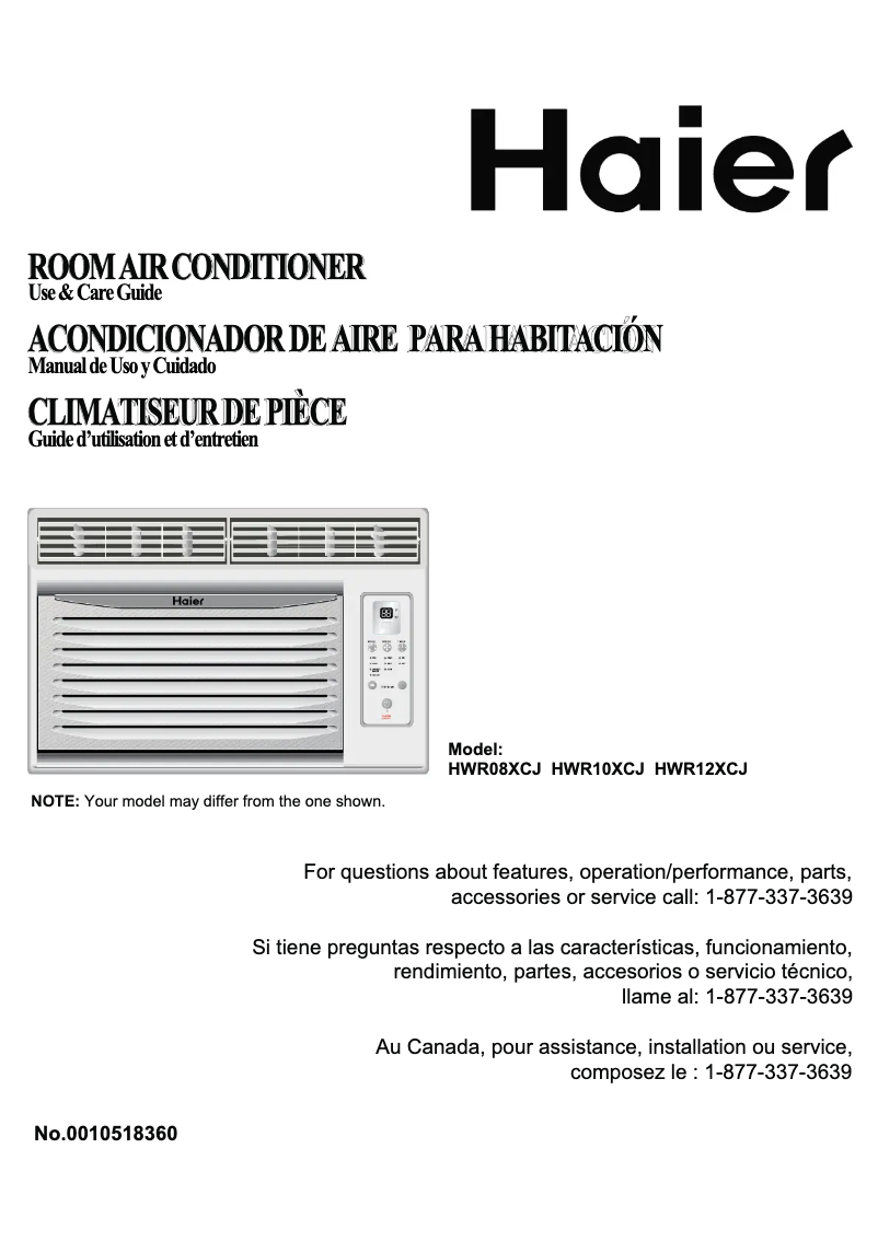 Página 1 del manual Manual de usuario Haier HWR10XCJ