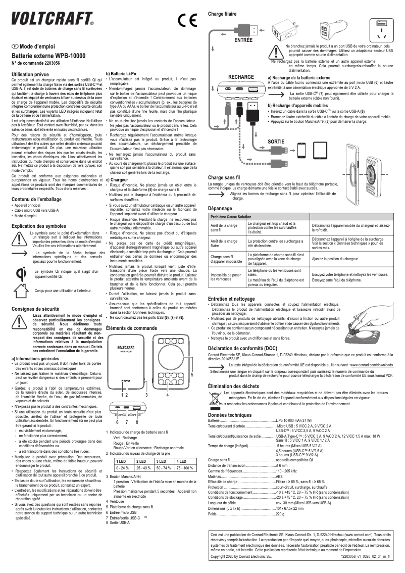 Page n°1 - Manuel utilisateur Voltcraft WPB-10000