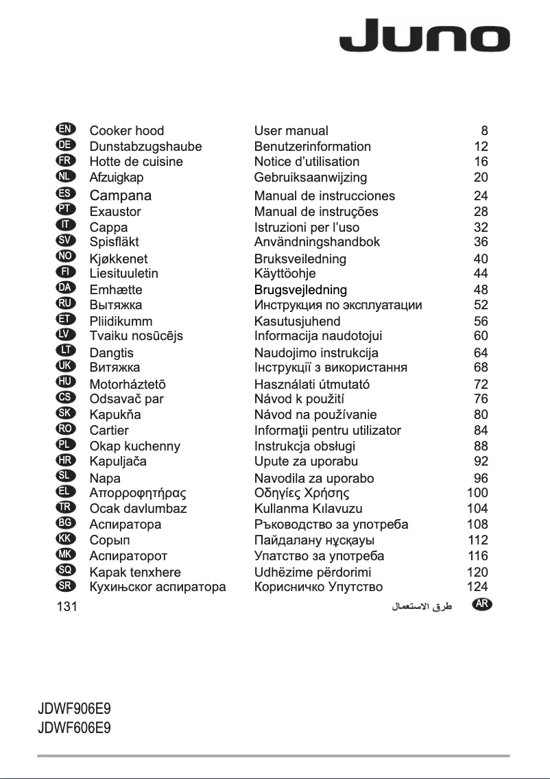 Page 1 de la notice Manuel utilisateur Juno JDWF606E9