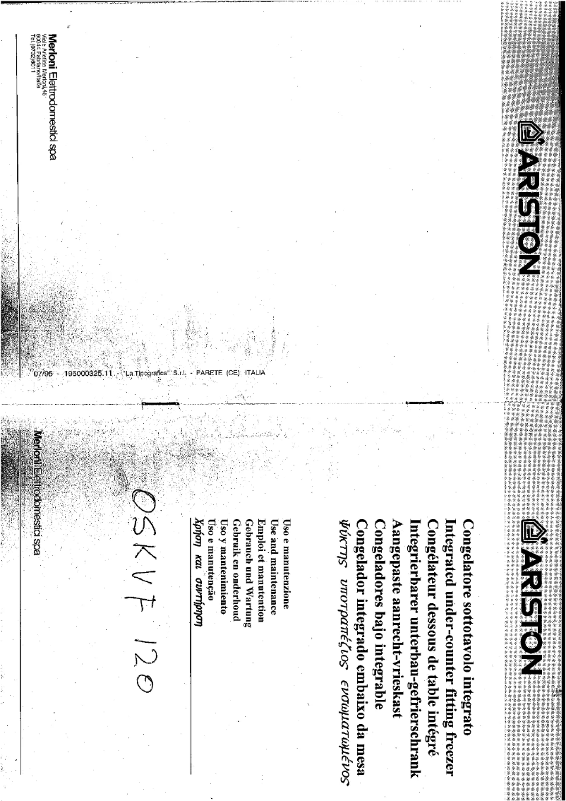 Page 1 de la notice Manuel utilisateur Ariston Thermo OSKVF 120