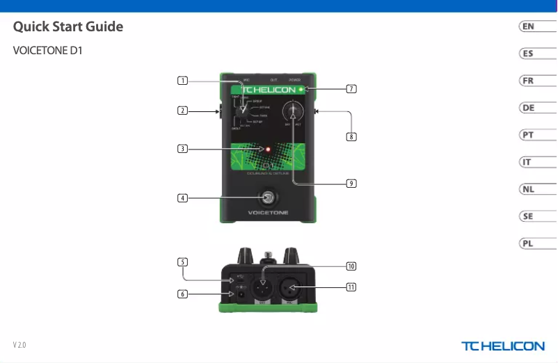 Page 1 de la notice Guide de démarrage rapide TC Helicon VoiceTone D1