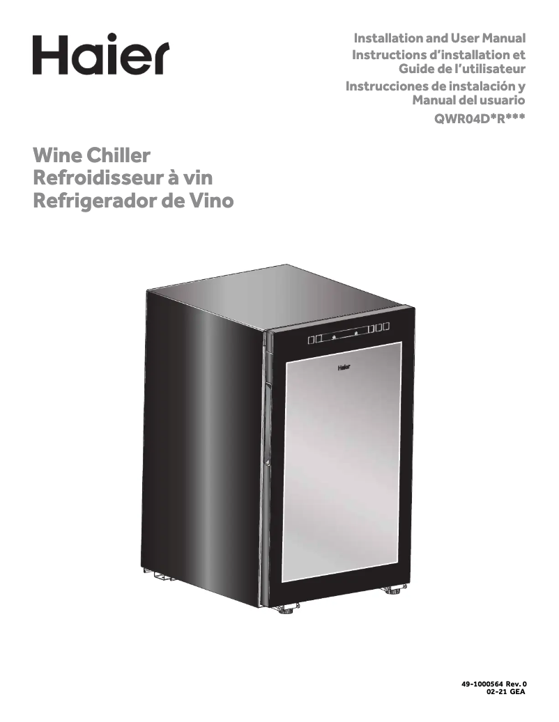 Page 1 de la notice Manuel d'utilisation et d'entretien Haier QWR04DGRGB