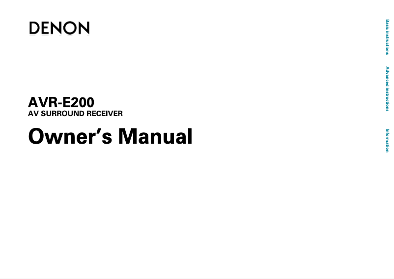 Page n°1 - Manuel utilisateur Denon AVR-E200