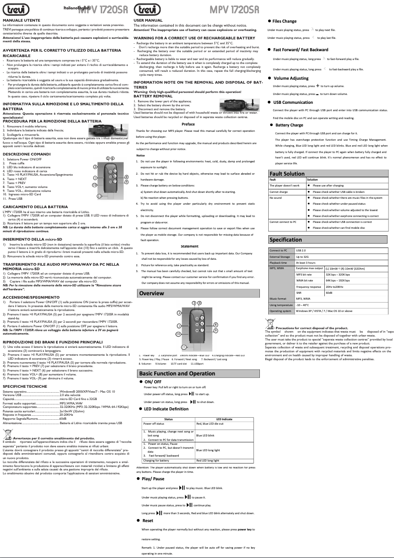 Image de la première page du manuel de l'appareil MPV 1720 SR