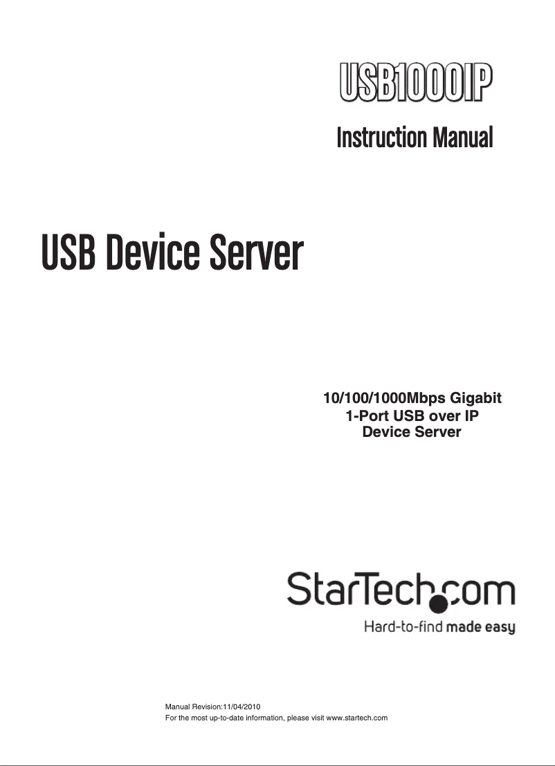 Page 1 de la notice Fiche technique StarTech.com USB1000IP