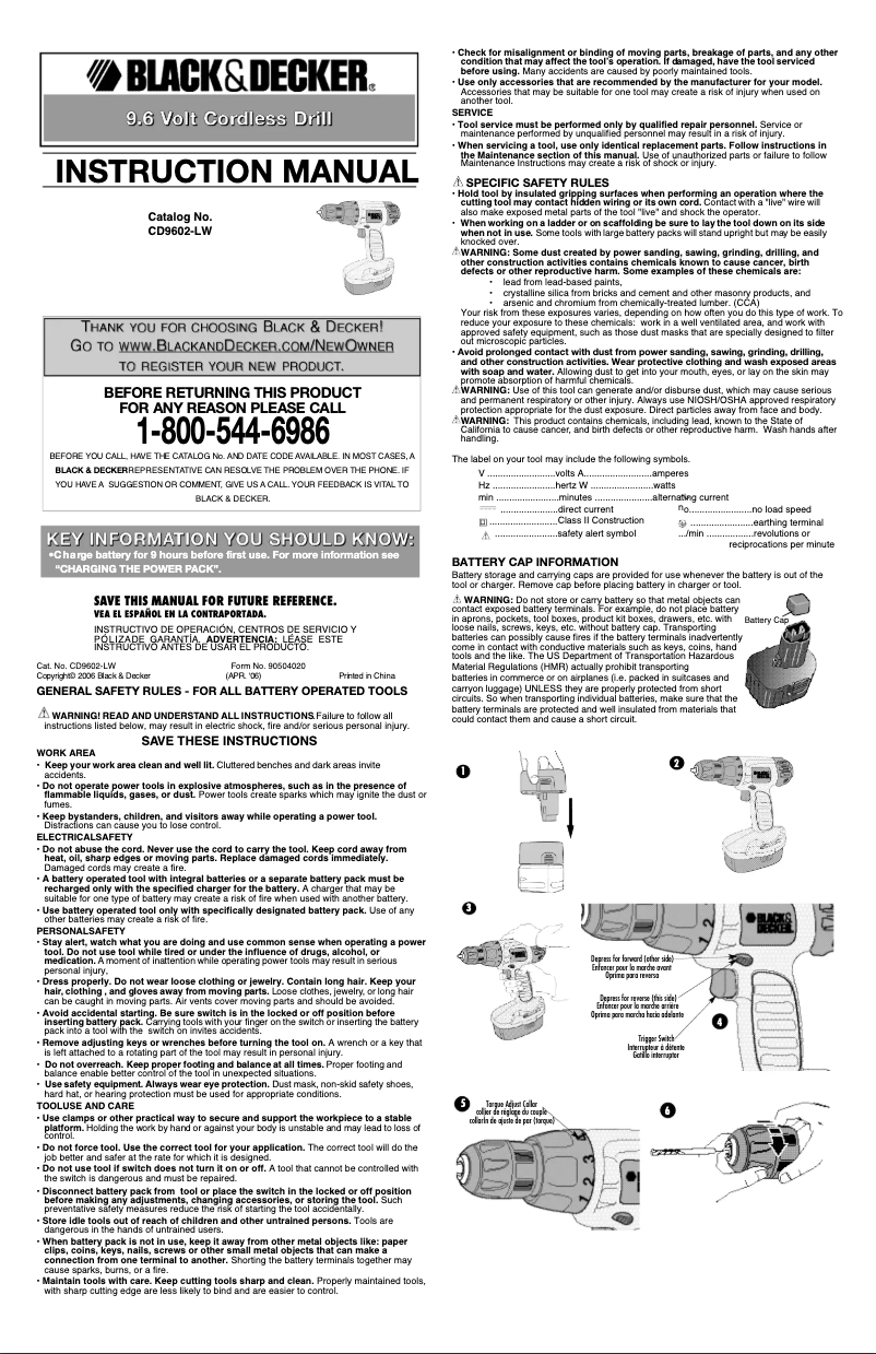 Page n°1 - Manuel utilisateur Black & Decker CD9602