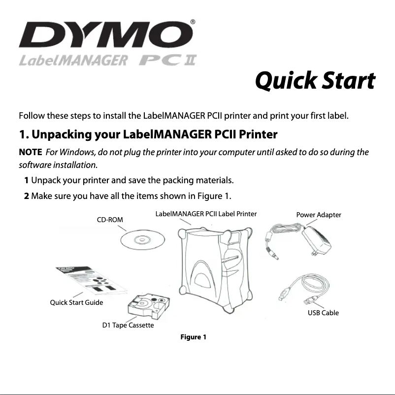 Page n°1 - Manuel utilisateur Dymo LabelManager PCII