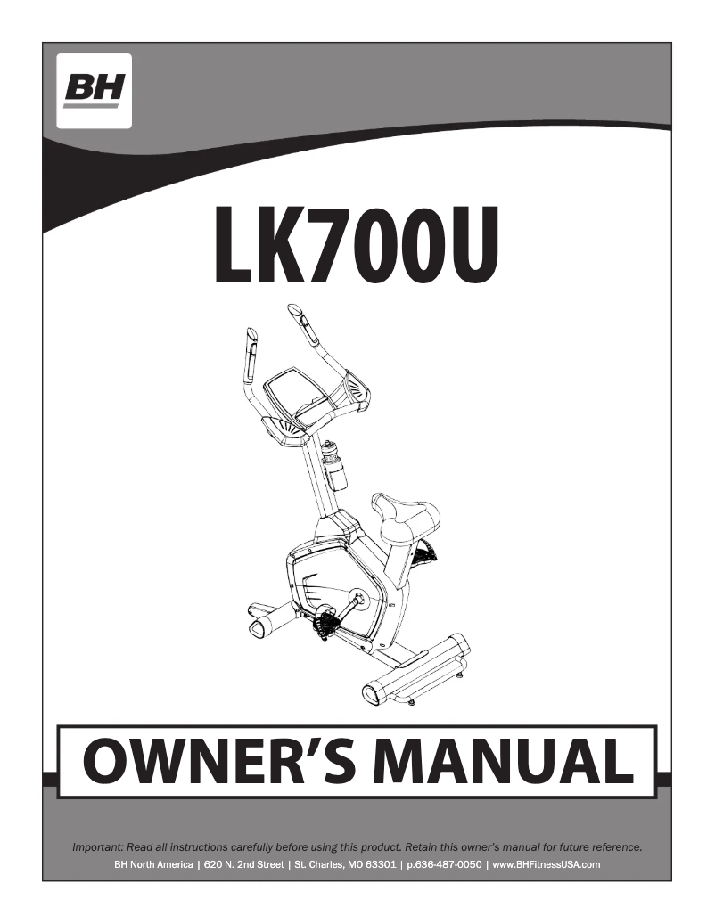 Page n°1 - Manuel utilisateur BH Fitness LK700U