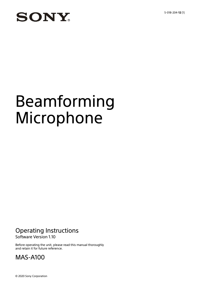 Página 1 del manual Manual de usuario Sony MAS-A100