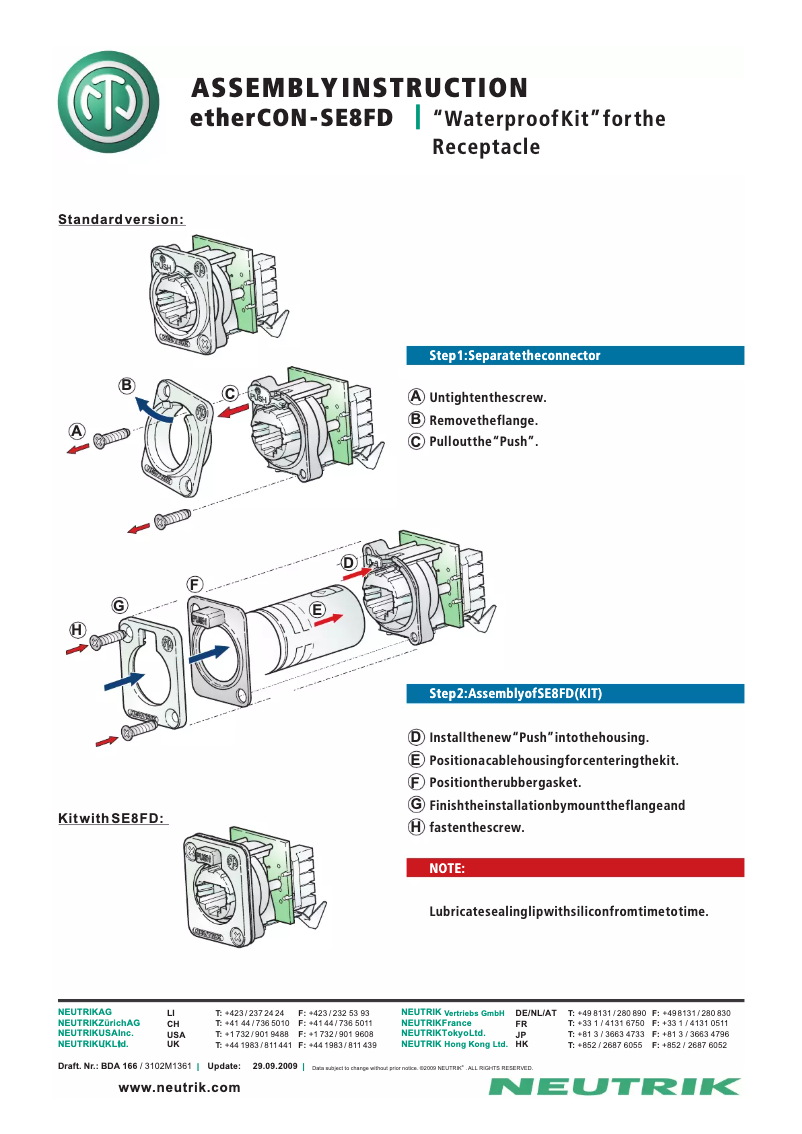 Página 1 del manual Manual de usuario Neutrik SE8FD