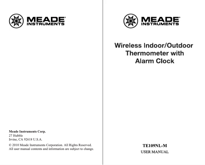 Image de la première page du manuel de l'appareil TE109NL-M