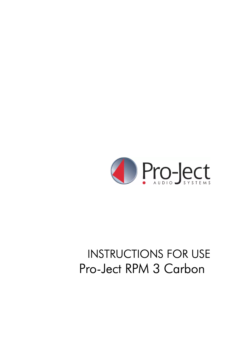 Page 1 of the manual User Manual Pro-Ject RPM 3 Carbon