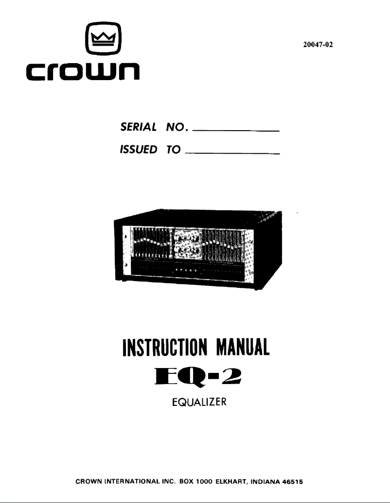 Page n°1 - Manuel utilisateur Crown EQ-2