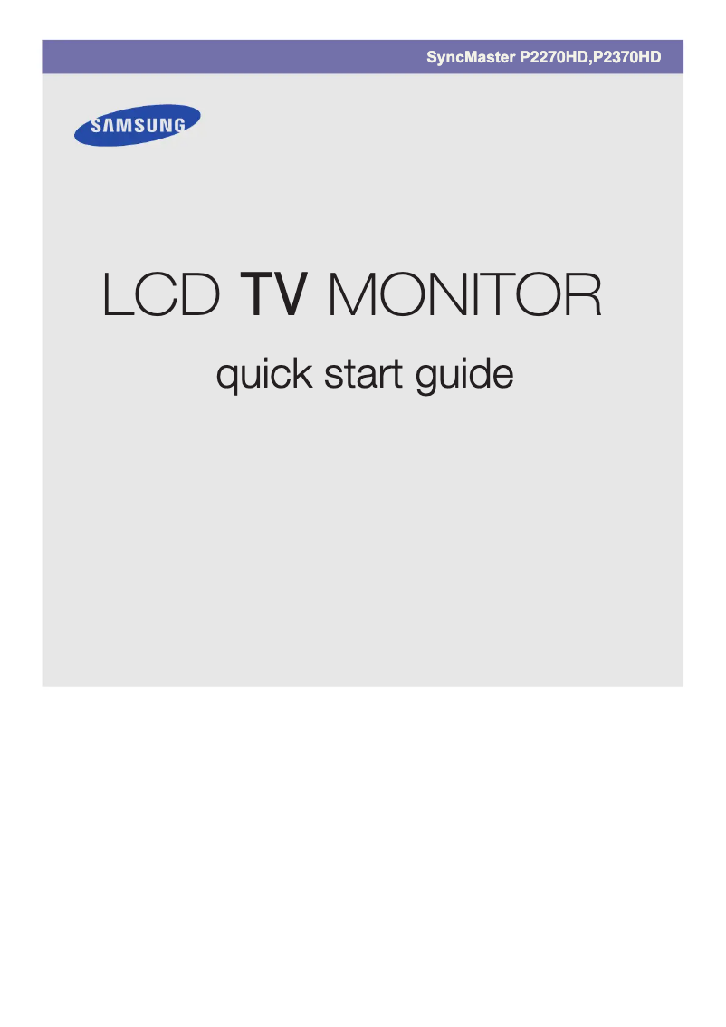 Page n°1 - Guide d'installation Samsung SyncMaster P2370HD