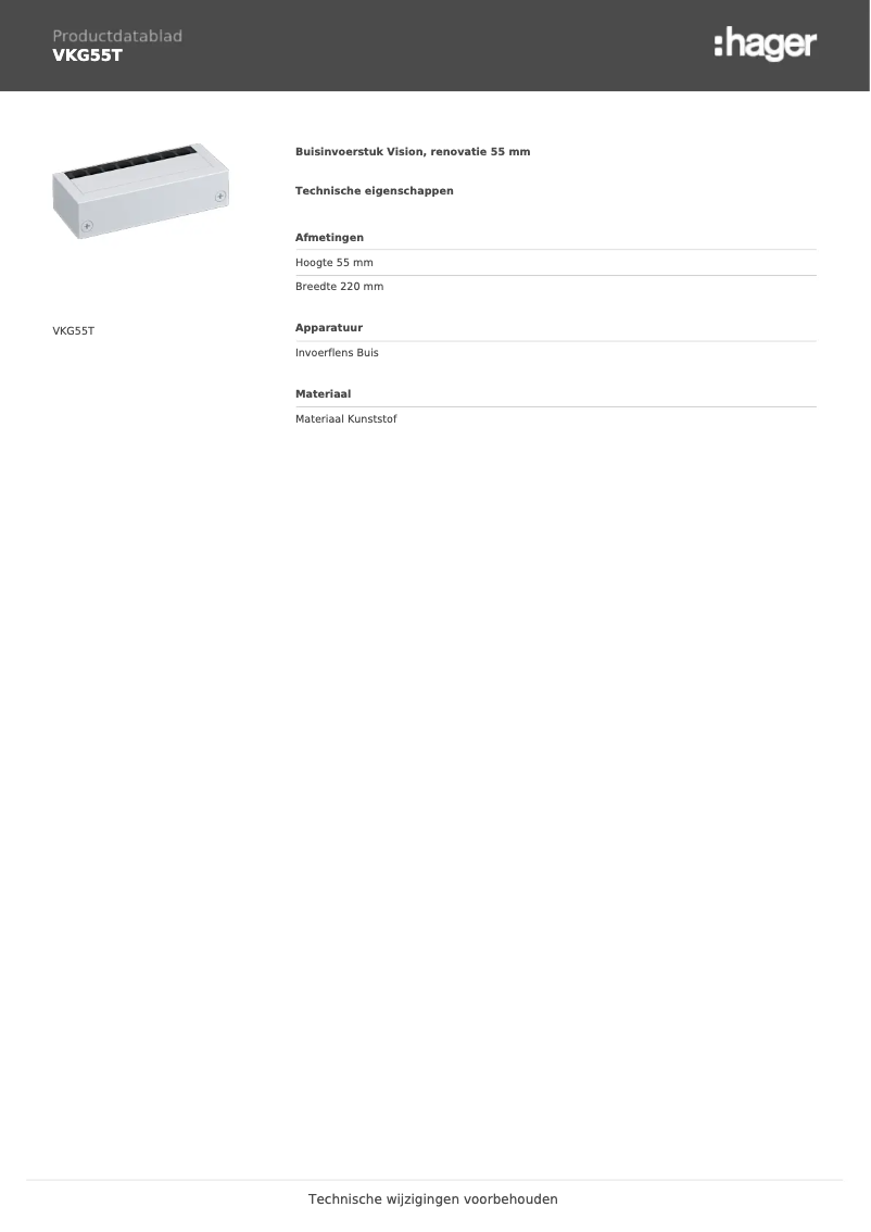 Page n°1 - Manuel utilisateur Hager Vision VKG55T