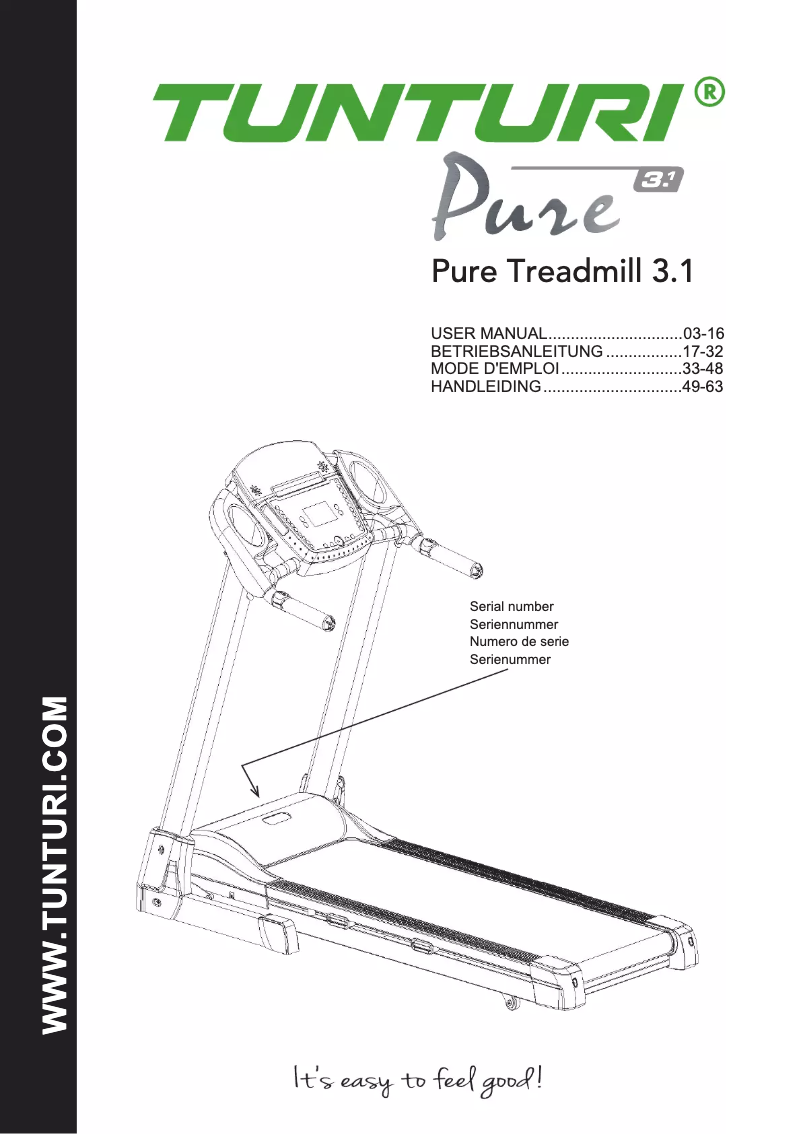 Page 1 de la notice Manuel utilisateur Tunturi Run 3.1