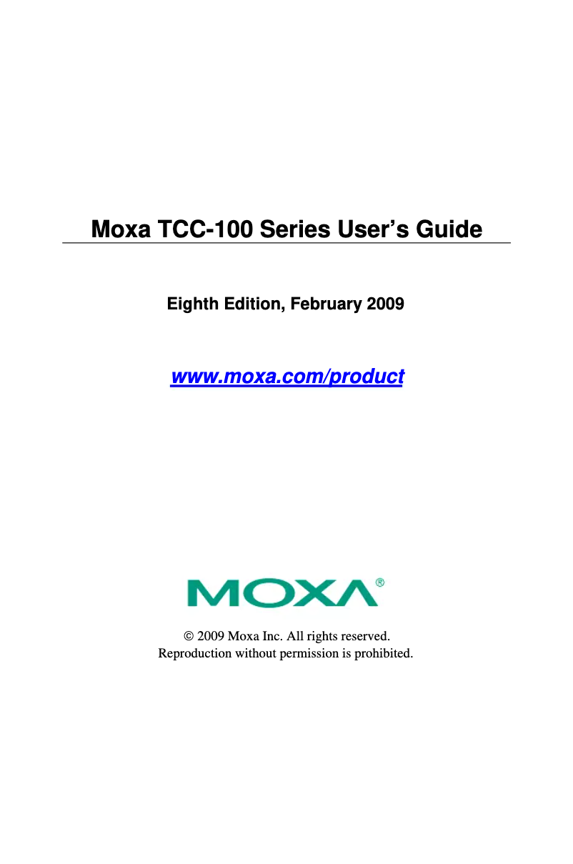 Page n°1 - Manuel utilisateur Moxa TCC-100-T
