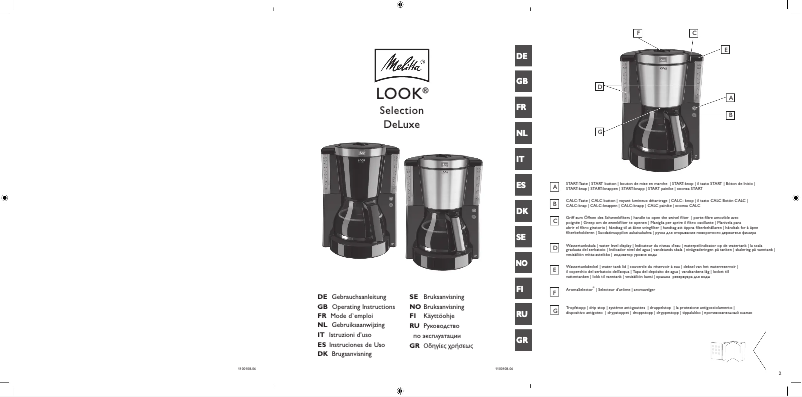 Page n°1 - Manuel utilisateur Melitta Look Selection DeLuxe