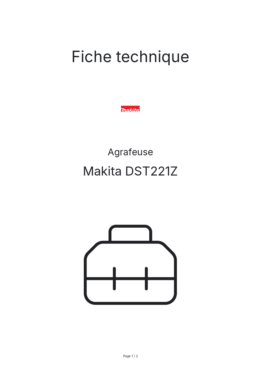 Page n°1 - Fiche technique Makita DST221Z