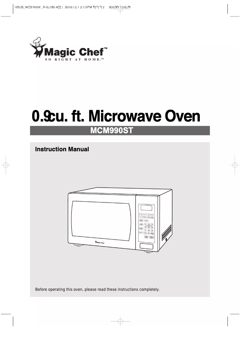 Page 1 de la notice Mode d'emploi Magic Chef MCM990ST