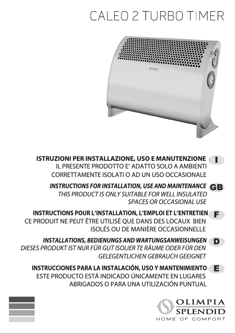 Página 1 del manual Manual de usuario Olimpia Splendid Caleo 2 Turbo Timer