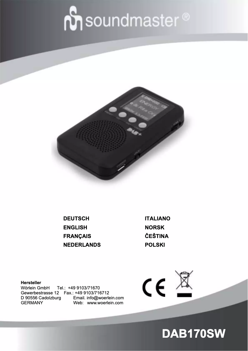 Page 1 de la notice Manuel utilisateur Soundmaster DAB170SW