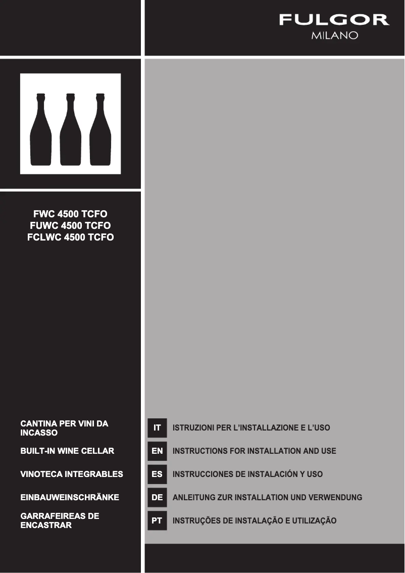 Page 1 de la notice Manuel utilisateur Fulgor Milano FWC 4500 TC FO X