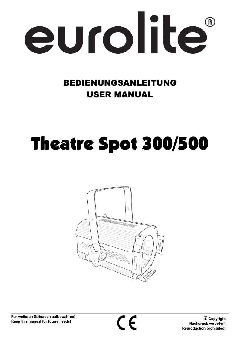 Page 1 de la notice Manuel utilisateur Eurolite Theatre Spot 300/500