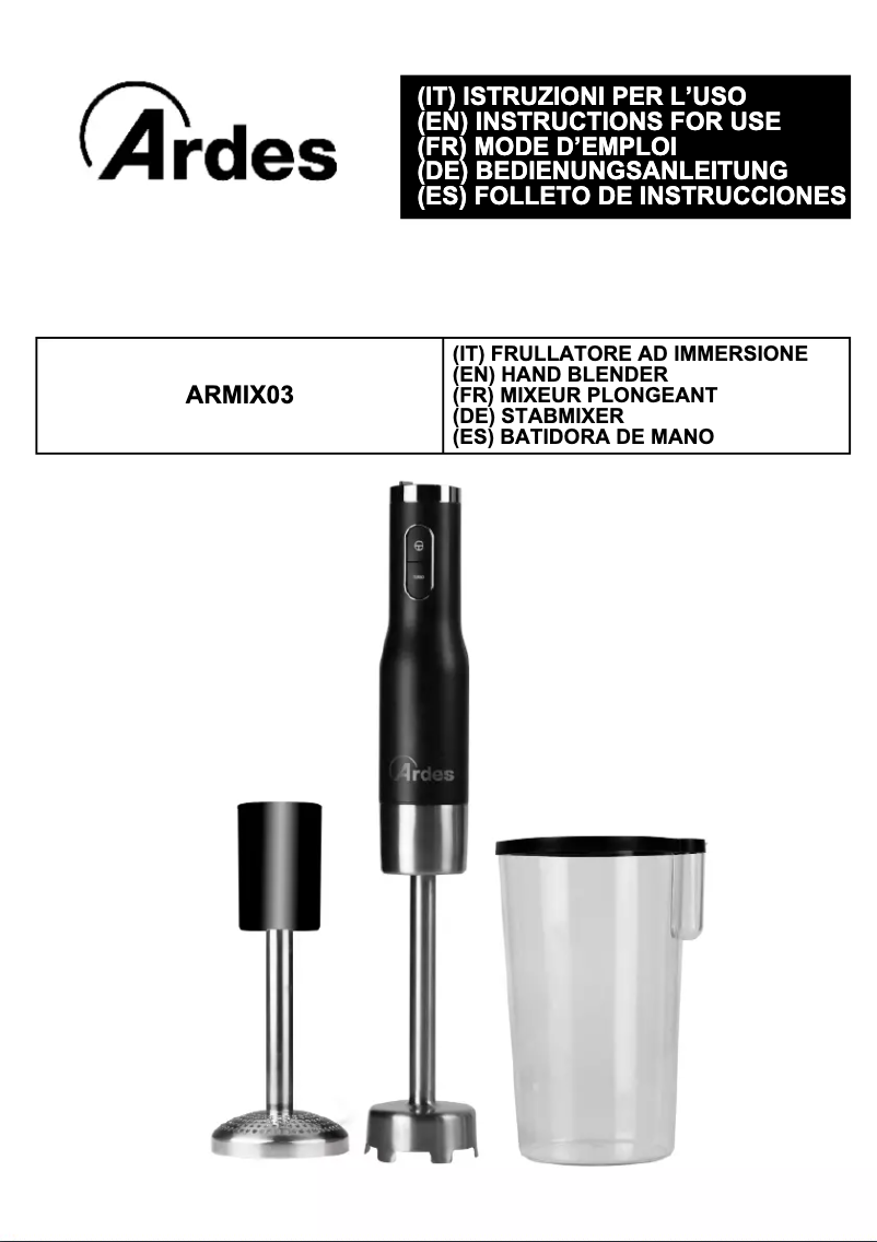 Image de la première page du manuel de l'appareil ARMIX03