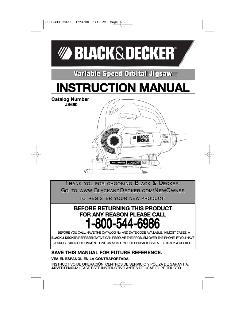 Page n°1 - Manuel utilisateur Black & Decker 7552