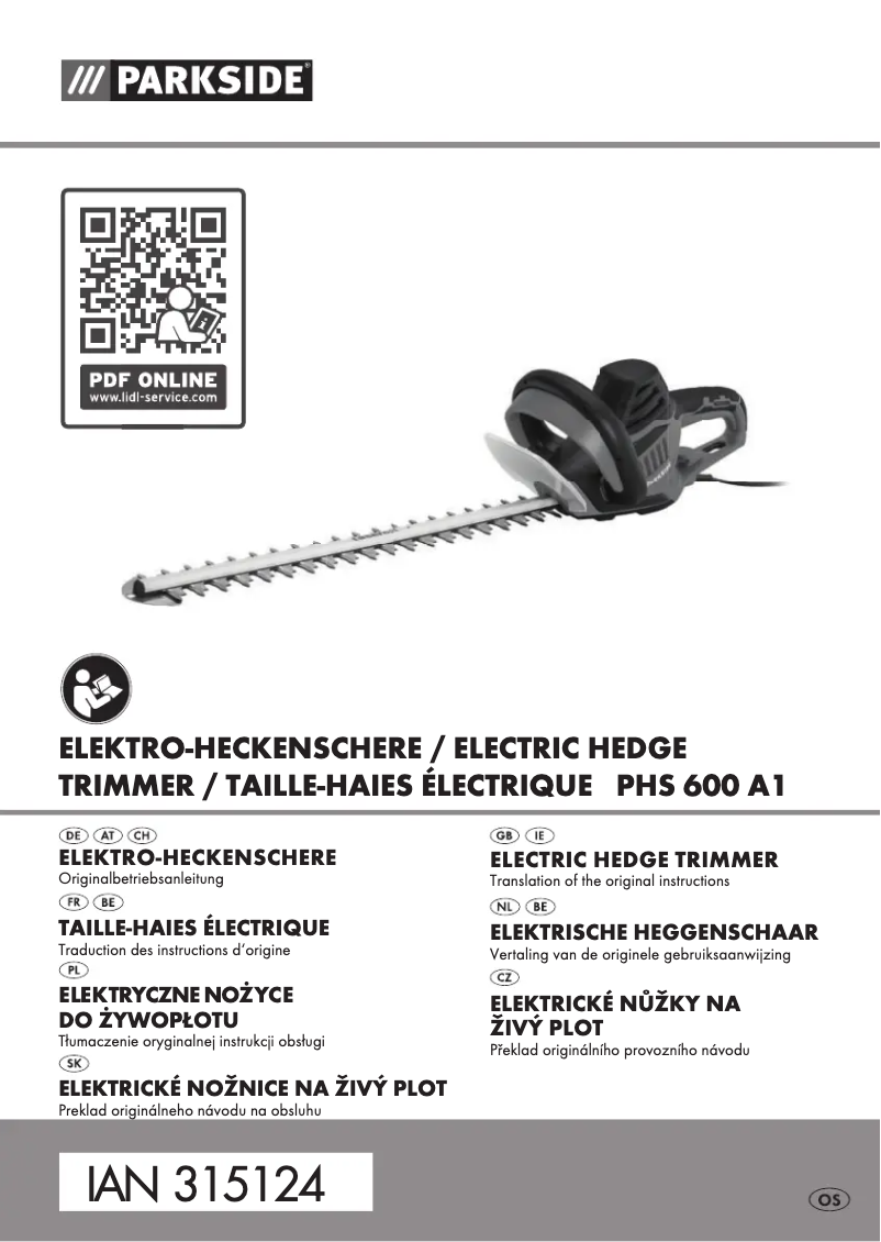 Page 1 de la notice Manuel utilisateur Parkside PHS 600 A1