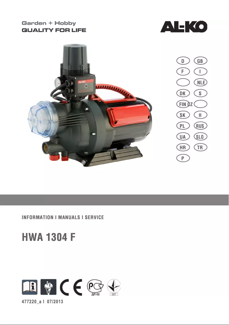 Page n°1 - Manuel utilisateur AL-KO HWA 1304 F