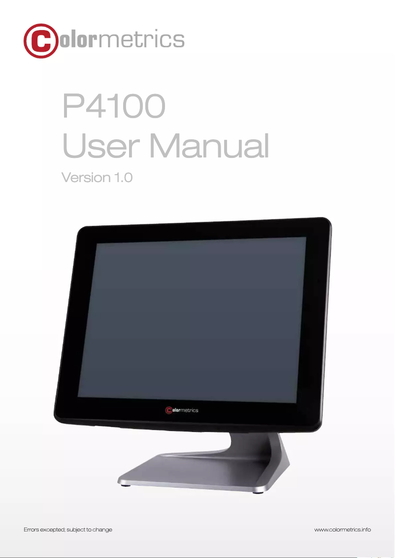 Page n°1 - Manuel utilisateur Colormetrics P4100