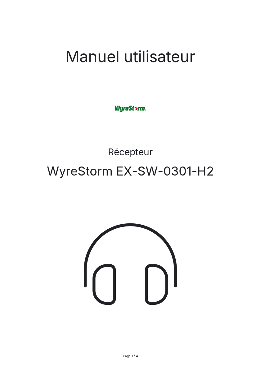 Page n°1 - Manuel utilisateur WyreStorm EX-SW-0301-H2
