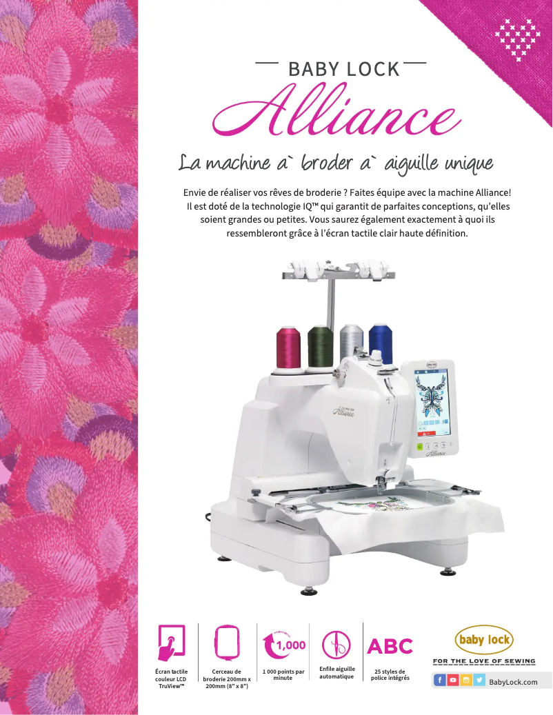 Page n°1 - Fiche technique Baby Lock Alliance BNAL