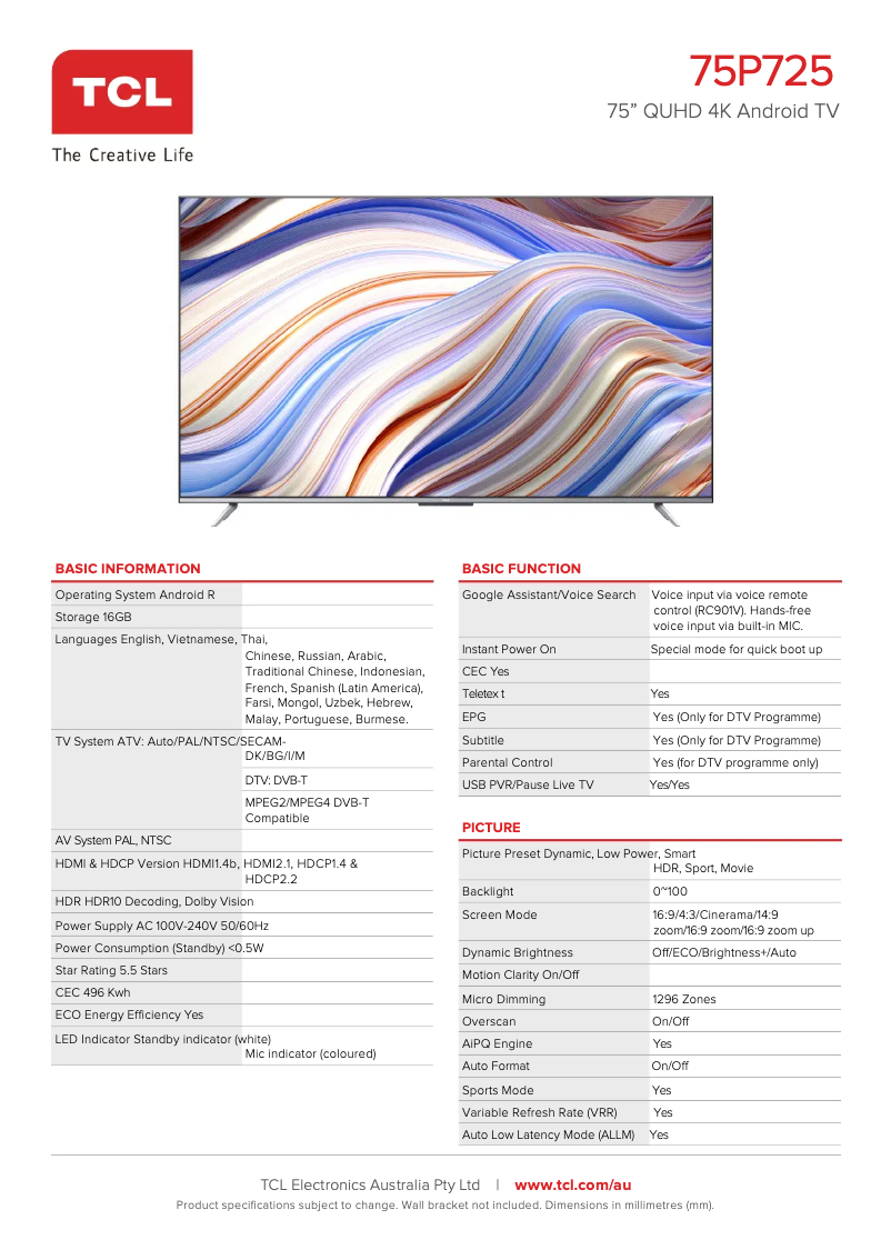 Image de la première page du manuel de l'appareil 75P725