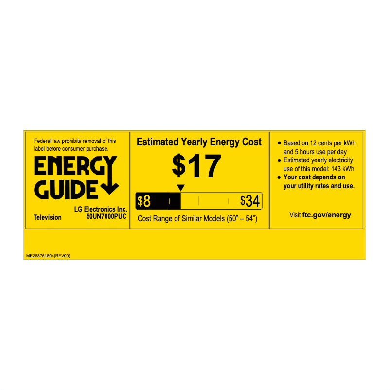 Page 1 of the manual Energy Label LG 50UN7000PUC