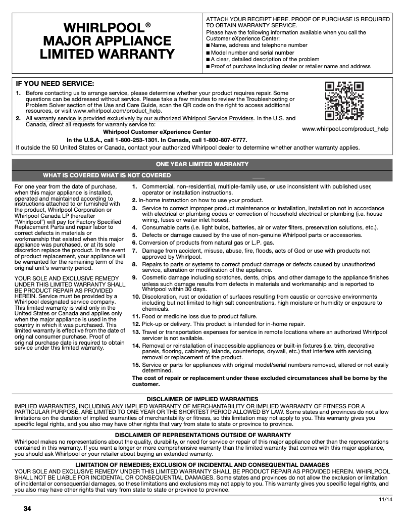 Página 1 del manual Manual de instrucciones Whirlpool WRV976FDE