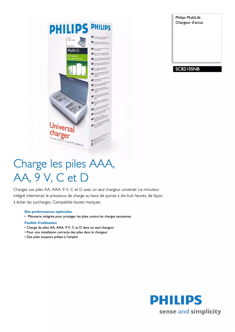 Page n°1 - Fiche technique Philips MultiLife SCB2105NB