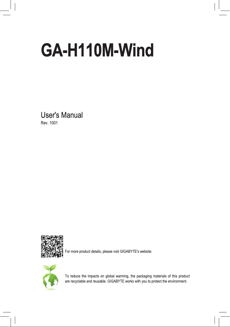Page 1 de la notice Manuel utilisateur Gigabyte GA-H110M-Wind