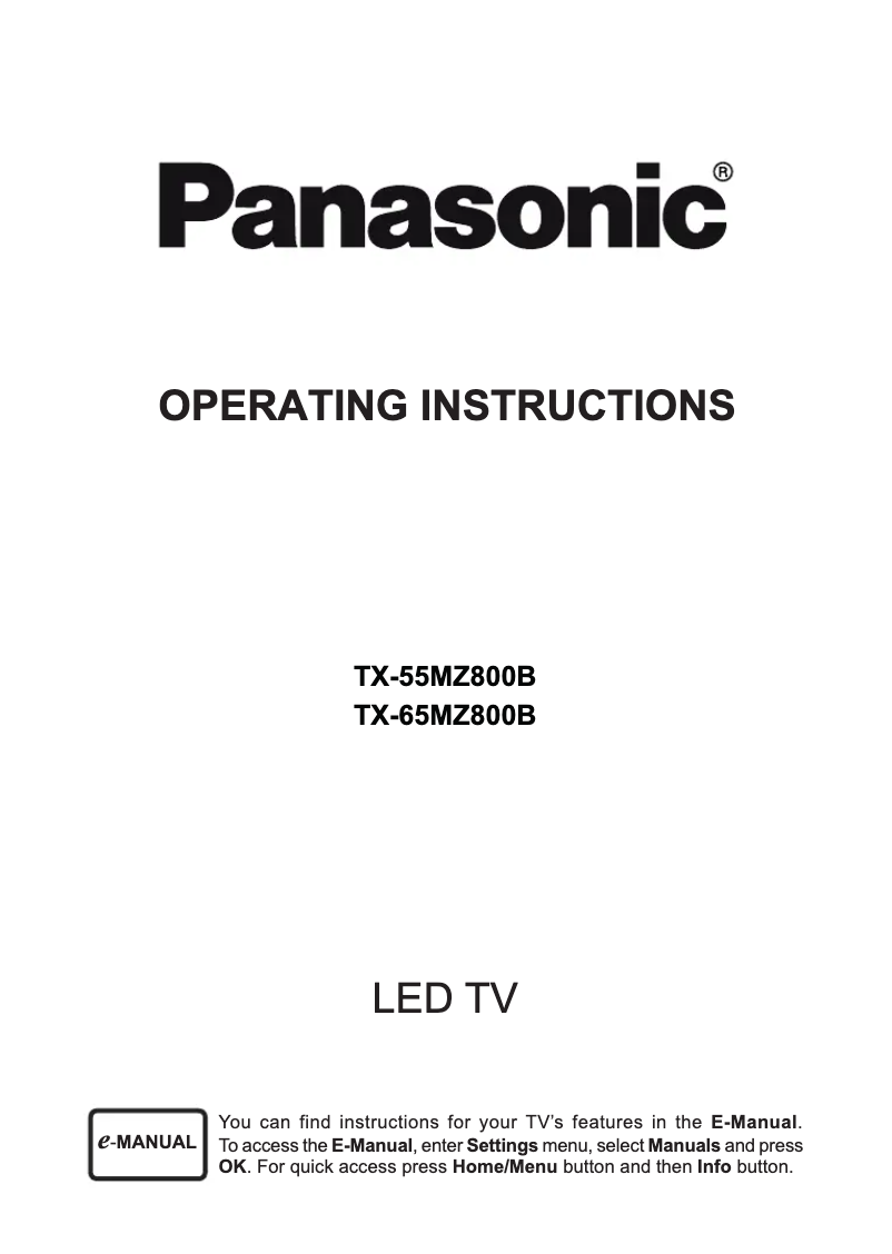 Page 1 de la notice Manuel utilisateur Panasonic TX-65MZ800B
